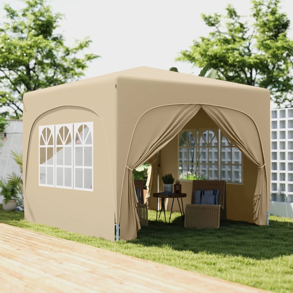 Pop-up paviljong - Fällbart tält - 3 x 3 m - UPF 50+ UV-skydd - Oxford-tyg - Gul