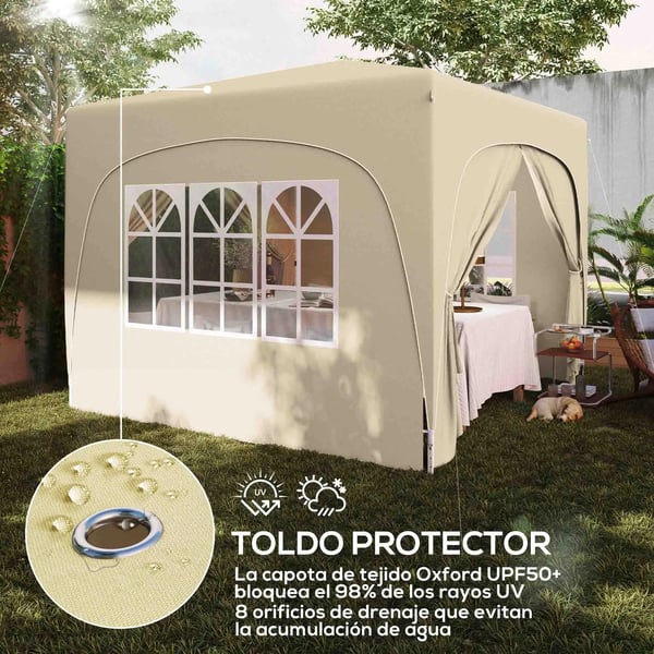 Pop-up paviljong - Fällbart tält - 3 x 3 m - UPF 50+ UV-skydd - Oxford-tyg - Gul