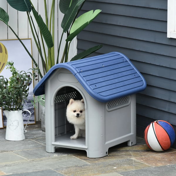 Hundkoja Mini - Hundhus - Plast - 59 x 75 x 66 cm - För små raser - Inne/ute - Blå