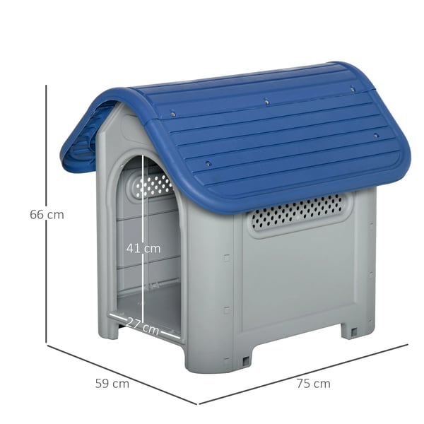 Hundkoja Mini - Hundhus - Plast - 59 x 75 x 66 cm - För små raser - Inne/ute - Blå