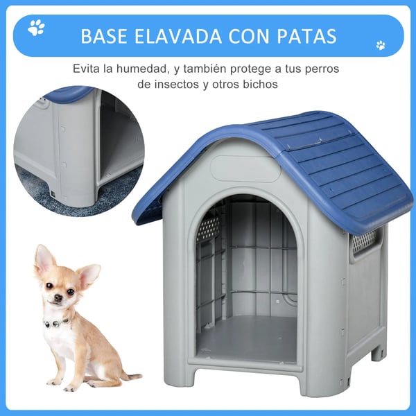 Hundkoja Mini - Hundhus - Plast - 59 x 75 x 66 cm - För små raser - Inne/ute - Blå