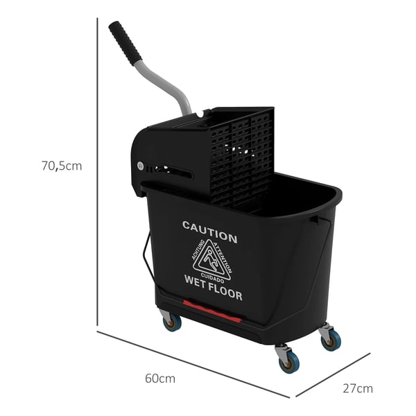 Mopphink - Presshink med hjul - 20 l kapacitet - Svart