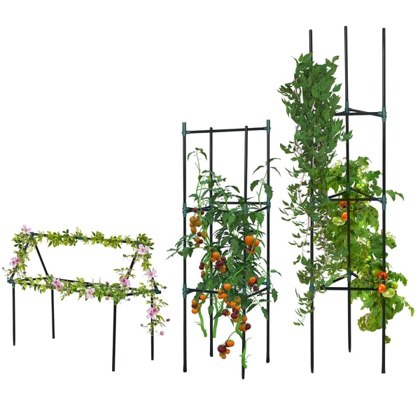 Trädgårdsspaljé & klätterstöd - Set med 3 - Stålram - Fristående - 38x38x182 cm - Grön