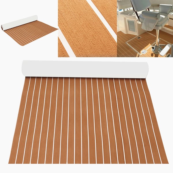 Tekotiikki EVA-vaahto - Venekannen matto/jahdin lattiamatto - Koko 90×240×0,6 cm - Itsekiinnittyvä - Liukuestepinta - Beige