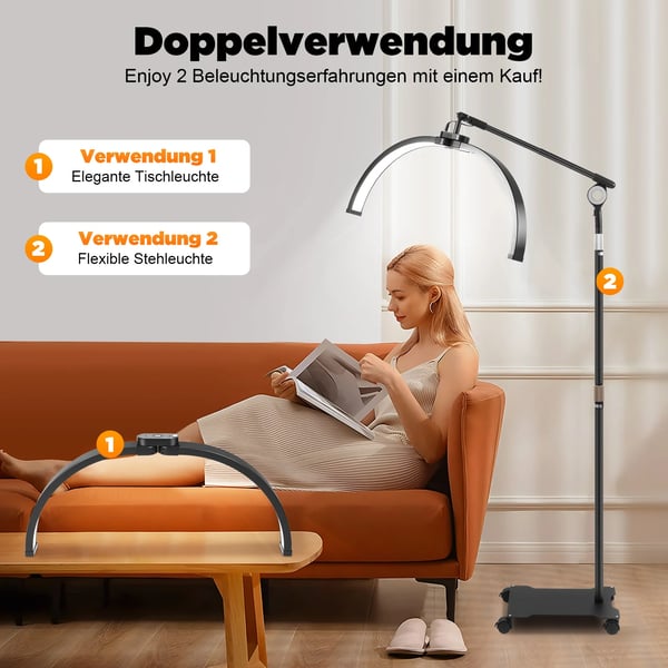 Puolikuuvalaisin, 36W/40W punainen, 350° kääntyvä, 110V/220V, puhelintelineellä, säädettävä