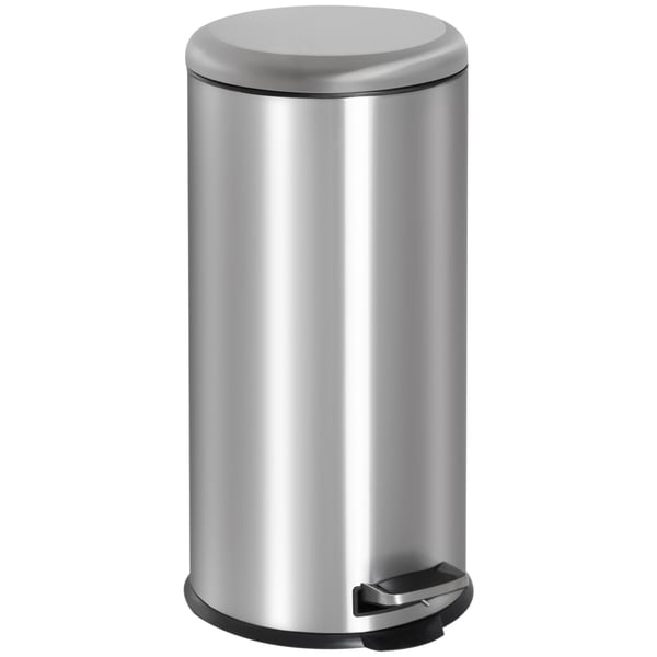 Soptunna - Pedalhink - 30 l Kapacitet - Rostfritt stål & PP-plast - Pedalöppning - Silverpläterad