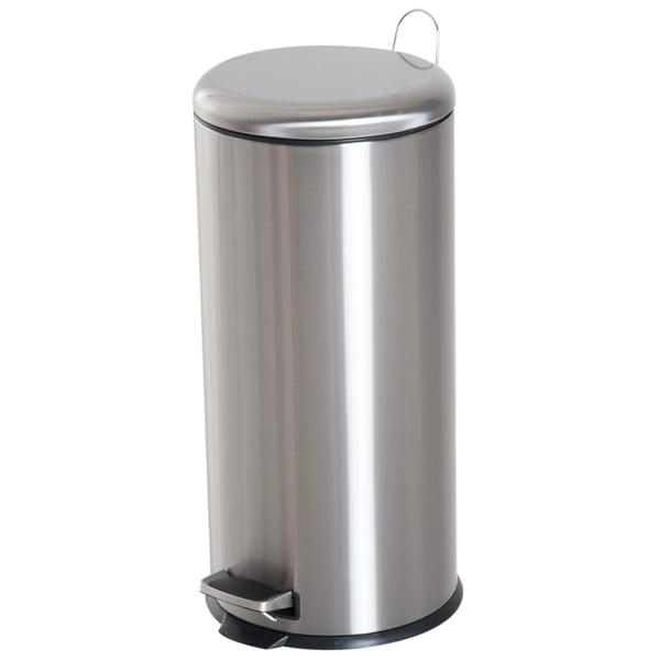 Soptunna - Pedalhink - 30 l Kapacitet - Rostfritt stål & PP-plast - Pedalöppning - Silverpläterad
