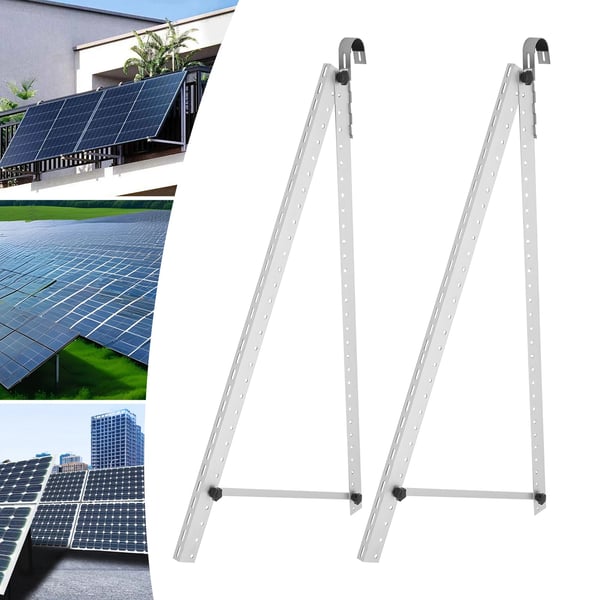 Solpanelbeslag - Justerbart beslag - Sæt med 2 (1 par) - Hældning 0–90° - Bæreevne 100 kg/par - Aluminium & 304 rustfrit stål - Sølv