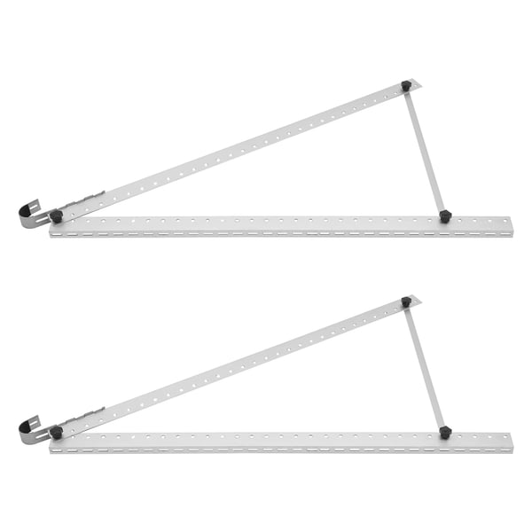 Solpanelbeslag - Justerbart beslag - Sæt med 2 (1 par) - Hældning 0–90° - Bæreevne 100 kg/par - Aluminium & 304 rustfrit stål - Sølv