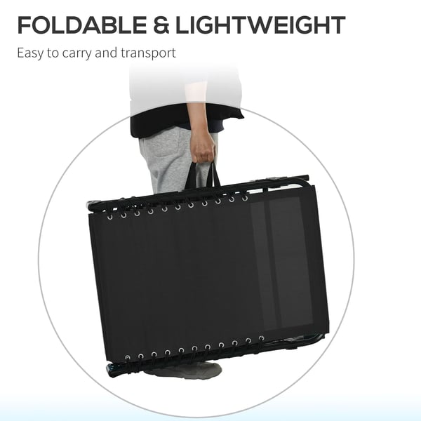 Solsäng - Solstol För Trädgård - Hopfällbar - Justerbar 3 Lägen - Snörsystem - 197x58x76 cm - Svart