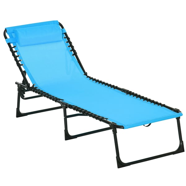 Solsäng - Hopfällbar solstol - Justerbar 3 lägen - Snörsystem - 197x58x76 cm - Blå