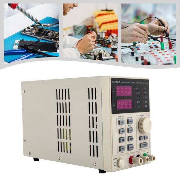 Programmerbar DC laboratoristrømforsyning - KA3005D - 0–30 V 0–5 A - Justerbar Spænding/Strøm - EU-stik - CE-certificeret