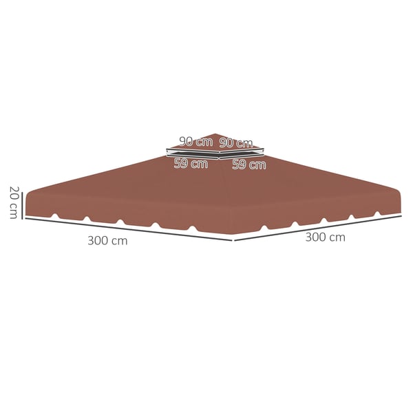 Paviljong Reservtak - Paviljongtak 3x3 m - Dubbelt Tak - Oxfordtyg - Chokladbrun