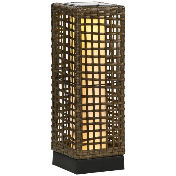 Trädgårdslykta - Solcellslykta i polyrattan - Med belysning - 15,5 x 15,5 x 46 cm - För utomhus - Montering krävs - Sand
