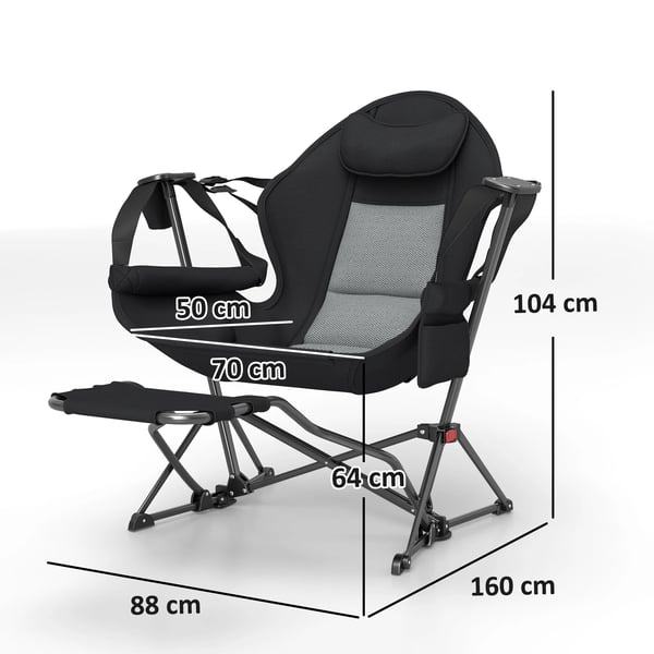 Trädgårdsgungstolar 2-pack - Med fotstöd - För utomhus - Maxbelastning 120 kg - Svart