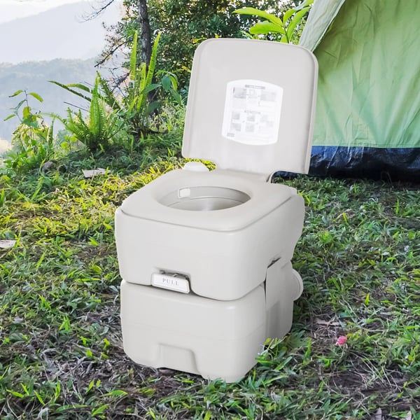 Kemtoalett - Portabel campingtoalett - Kapacitet 20 l - För camping och husvagn - För äldre - Grå