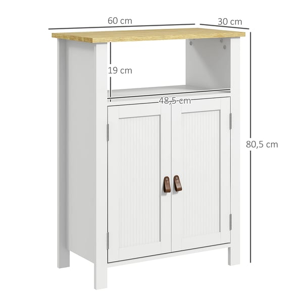 Badrumsskåp - Golvskåp - 2 Dörrar, Öppet Fack, 60 x 30 x 80,5 cm, Självmontering - Vit