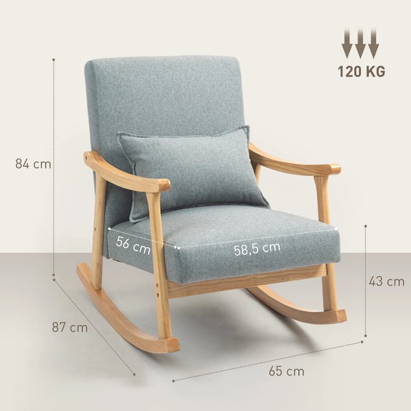 Modern gungstol - Loungefåtölj - Ländryggskudde - Brett ryggstöd - Träunderrede - För vardagsrum - Montering krävs - Ljusgrå