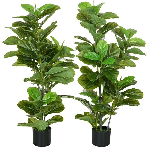 Dekorationsväxter - Konstgjorda träd - Set med 2 - För utomhusbruk - Höjd 110 cm - Ø 15 cm - PP - Grön