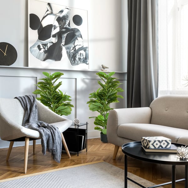 Dekorationsväxter - Konstgjorda träd - Set med 2 - För utomhusbruk - Höjd 110 cm - Ø 15 cm - PP - Grön