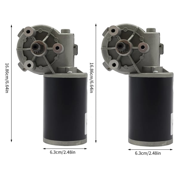 DC gearmotor - Mikromotor - 60 W, 220 o/min, 12V/24V DC, 20 tænder, Arbejdstemp. −30~60°C - Sort/Sølv