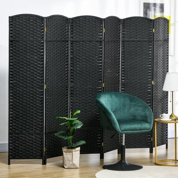 Rumsavdelare - Vikskärm - 6 Paneler - Fällbar - 240 x 170 cm - Svart