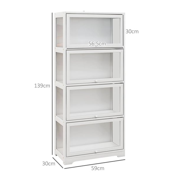 Vitrinskåp för samlare - Displayskåp - Fällbara dörrar - 59 x 30 x 139 cm - Vit