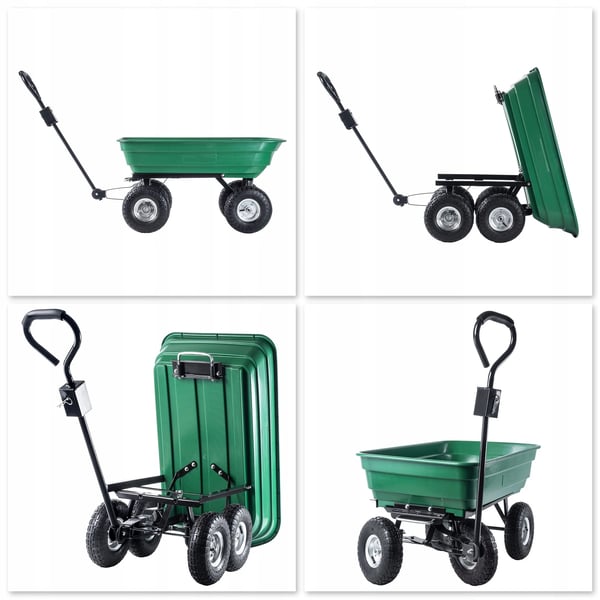 Havevogn trillebør - Tippevogn - 300 kg bæreevne - Robust konstruktion - Til have og transport