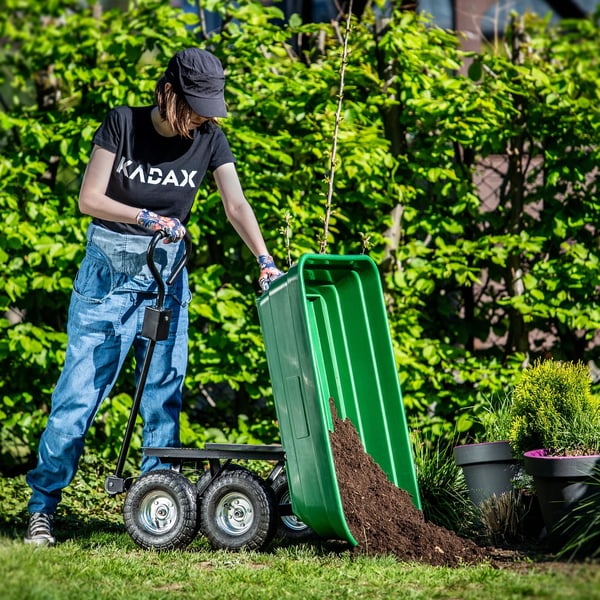 Havevogn trillebør - Tippevogn - 300 kg bæreevne - Robust konstruktion - Til have og transport