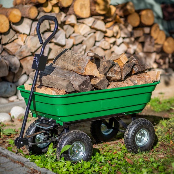 Havevogn trillebør - Tippevogn - 300 kg bæreevne - Robust konstruktion - Til have og transport