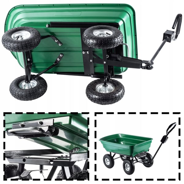 Havevogn trillebør - Tippevogn - 300 kg bæreevne - Robust konstruktion - Til have og transport