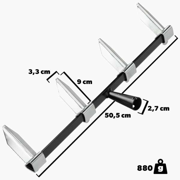 Have rækkemarkør - Plantemarkør - 4 Tænder - 50 cm Længde - Til Markering Af Sårækker