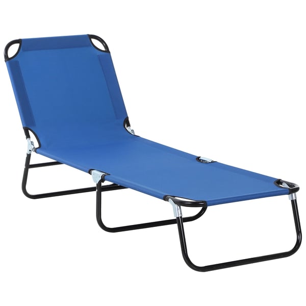 Solsäng - Hopfällbar solstol - Fem lägen - Justerbar rygg - Metallram - Montering krävs - Storlek 188x56x28 cm - Blå