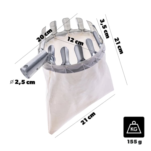 Frugtplukker - Plukkehoved med pose - Ø 18 cm - Til æbler og frugt