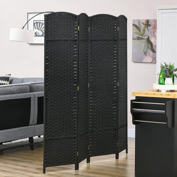 Rumsavdelare - 4‑panel vikbar skärm - 160 x 170 cm - Fristående - Insynsskydd - Svart
