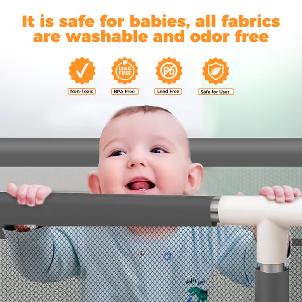 Baby legegård - Sikkerhedshegn - Plastik - Indendørs - Til 2–6 år - Boldbassin egnet - Grå