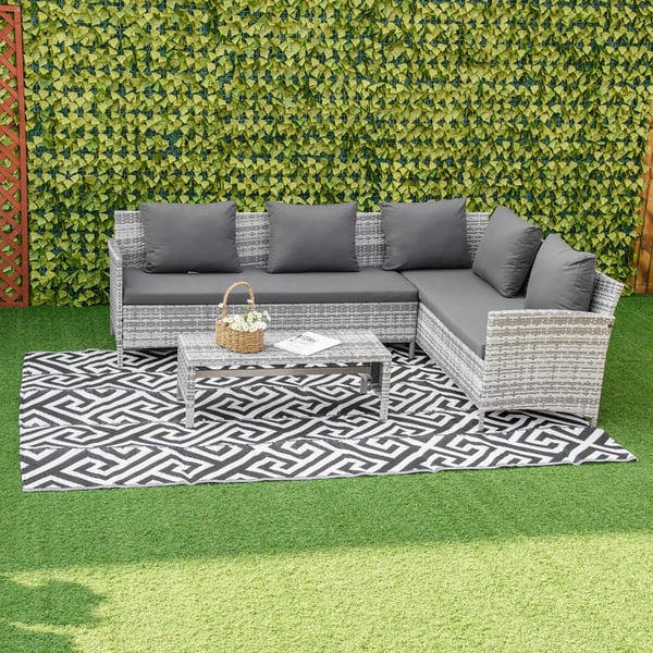 Utomhusmatta - Vändbar matta - 182 x 274 cm - Geometriskt mönster - PVC - Modern stil - Nonwoven - För hall