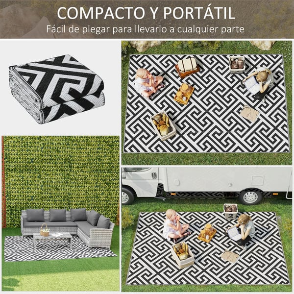 Utomhusmatta - Vändbar matta - 182 x 274 cm - Geometriskt mönster - PVC - Modern stil - Nonwoven - För hall