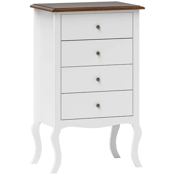 Byrå - Lådbyrå - 4 lådor - Fransk stil - 60 x 40 x 98,5 cm - Sovrumsmöbel - Vit