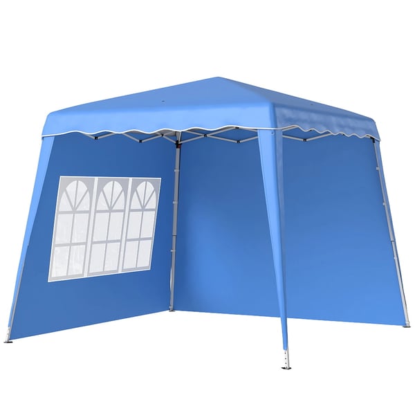 Pop up paviljong - Fällbart partytält - 2,89×2,89 m - 2 sidoväggar - Höjdjusterbar ram - Oxfordduk - Blå
