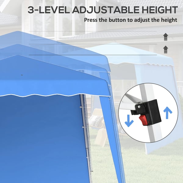 Pop up paviljong - Fällbart partytält - 2,89×2,89 m - 2 sidoväggar - Höjdjusterbar ram - Oxfordduk - Blå