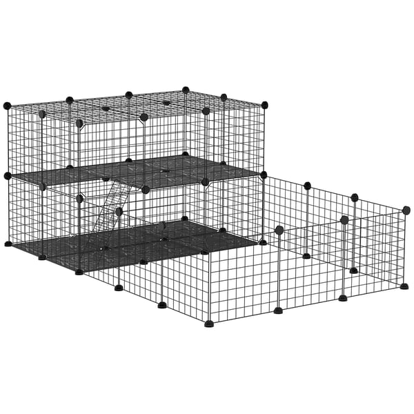 Smådjurshage - Modulär bur - Anpassningsbar form - Metallgaller - 175×105×70 cm - Svart