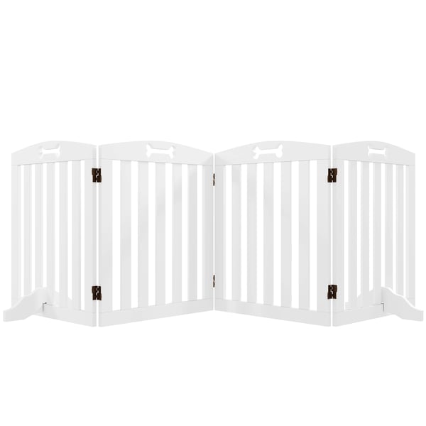 Hundgrind - Säkerhetsgrind - Hopfällbar - Fristående - Avtagbara Fötter - 207,5×30×61 cm - Vit