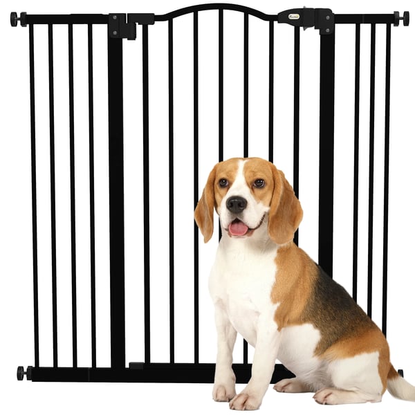 Hundgrind - Säkerhetsgrind - Justerbar bredd 74–100 cm - Höjd 94 cm - Metall - För dörrar och trappor - Svart