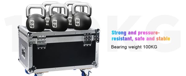Flightcase til PAR-lys - Heavy-duty Airline Case - Til 4× 18‑LED PAR - Med hjul - 62,5×41×45,5 cm - Rød/Gul/Blå