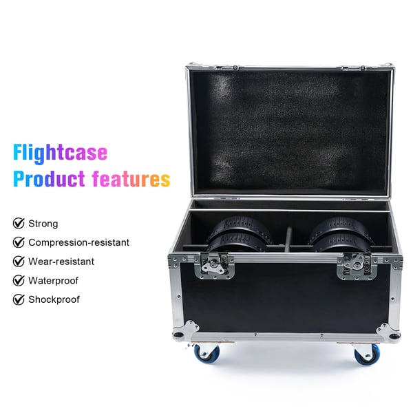 Flightcase til PAR-lys - Heavy-duty Airline Case - Til 4× 18‑LED PAR - Med hjul - 62,5×41×45,5 cm - Rød/Gul/Blå