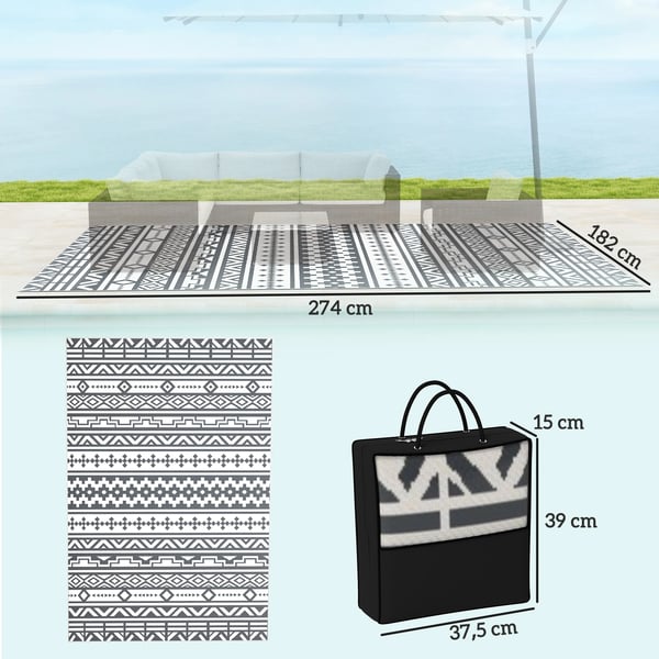 Utematta - 182 x 274 cm - PVC - Geometrisk bård - Modern - Nonwoven