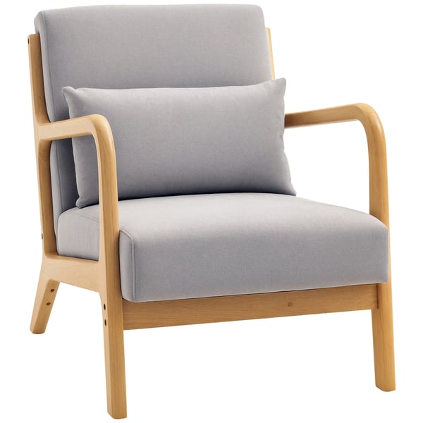 Skandinavisk fåtölj - Vardagsrumsstol - Med armstöd - Sittdyna - Maxvikt 120 kg - Mått 61 x 78 x 76 cm - Montering - Ljusgrå