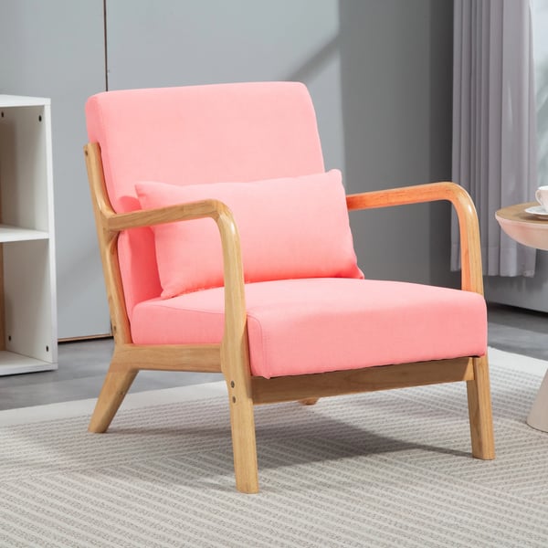 Nordisk fåtölj - Vardagsrumsstol - Armstöd - Dyna - Maxbelastning 120 kg - 61×78×76 cm - Montering krävs - Rosa