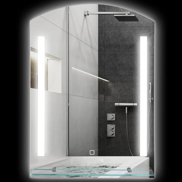 Badrumsspegel - LED-spegel - 70×50 cm - Touchströmbrytare i silver - Montering krävs